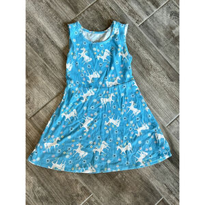 Wonder Nation Blue Unicorn Dress Girls Sleeveless Blue‎ Casual Summer Small 6/6X